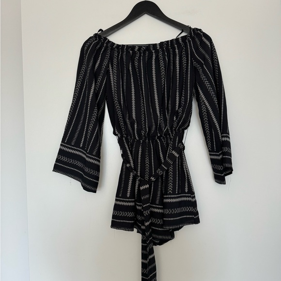 Trac Pants - Trac Striped Print Boho Tie Waist Romper